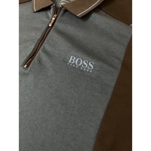 NWT Boss Hugo Boss Men's 1/4 Zip Performance Golf Polo Shirt Blue Black XXL - Picture 6 of 14